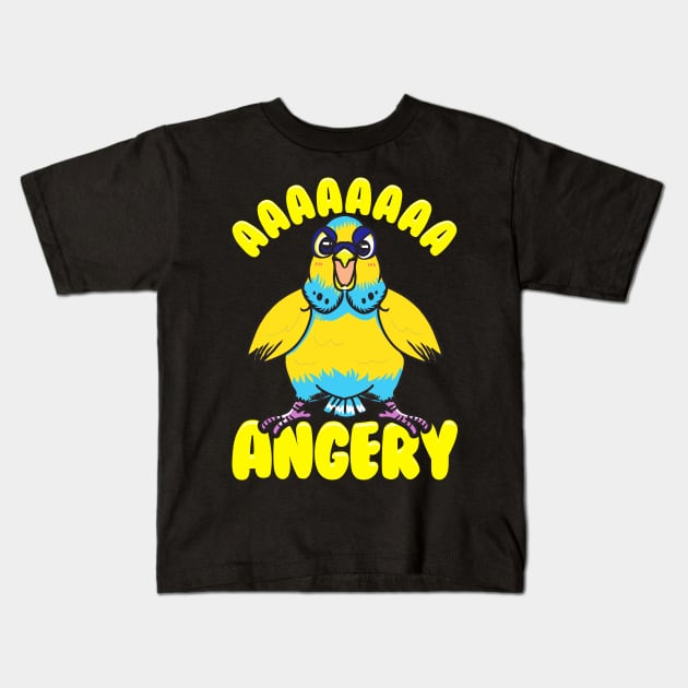 Aaaaaaa Angery | Budgerigar Parakeet Gift Funny Budgie Bird Kids T-Shirt by Proficient Tees